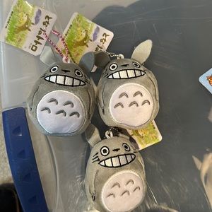 3” plush gray Totoro cat stuffed animal plush charm new